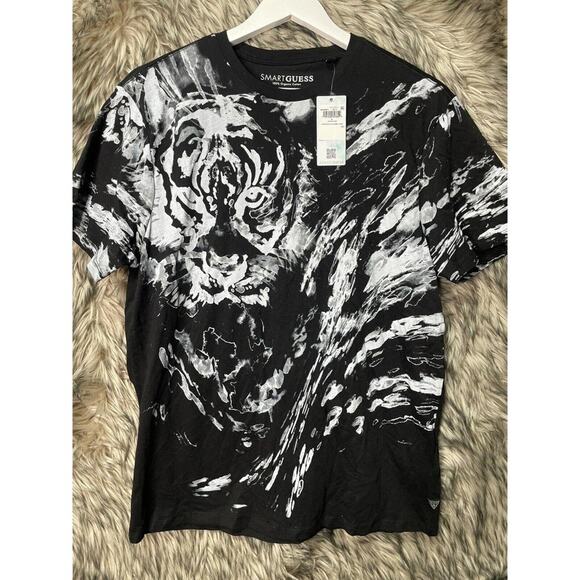 Smart Guess NWT Black Tee Shirt with Lion Graphic Men's Size L - Picture 1 of 3